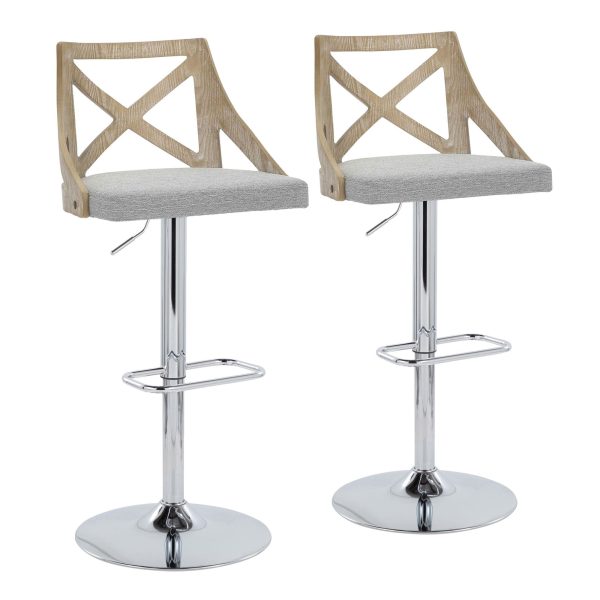 Charlotte Farmhouse Light Grey Adjustable Swivel Barstools Set of 2 2