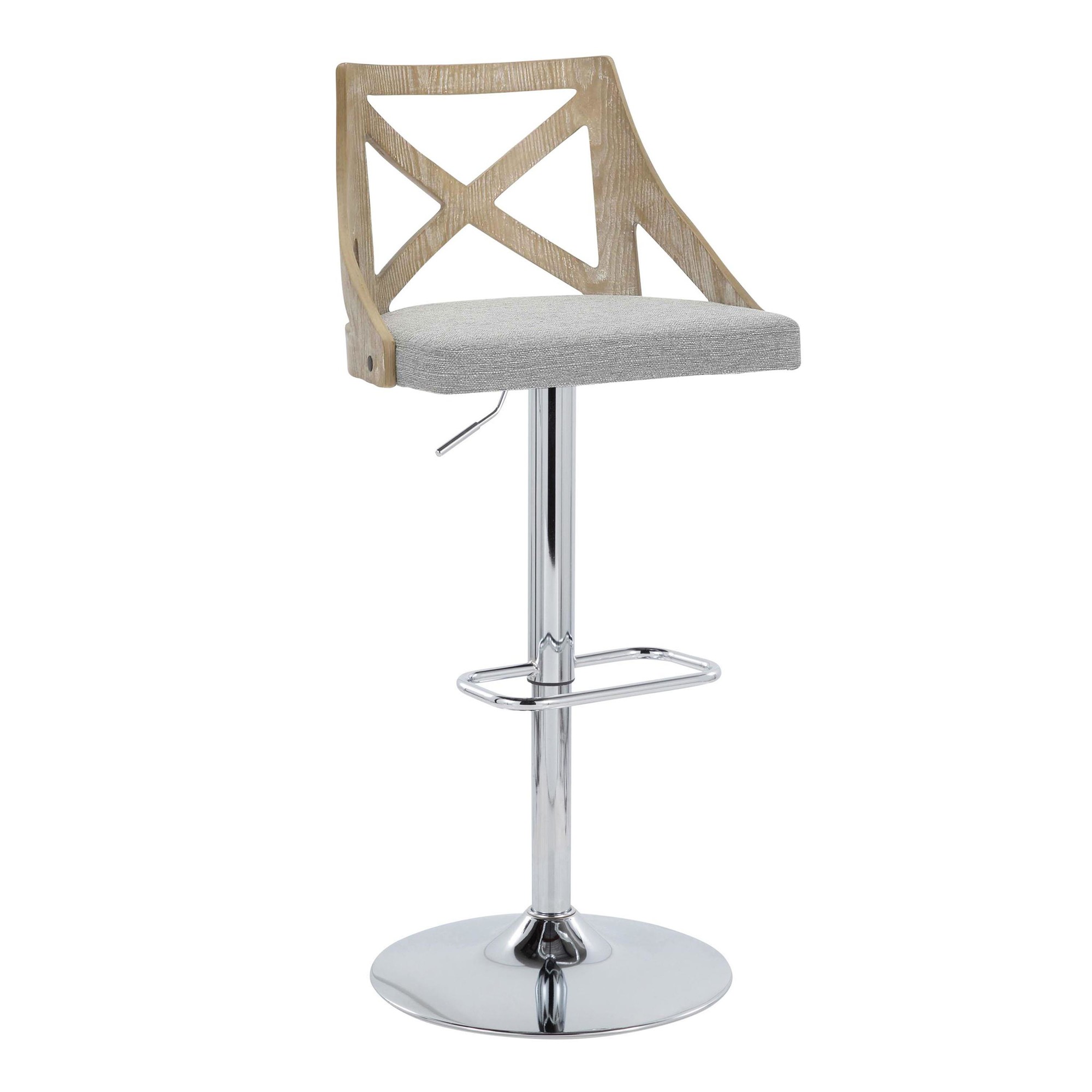 Charlotte Farmhouse Light Grey Adjustable Swivel Barstools (Set of 2) 4 Charlotte Farmhouse Light Grey Adjustable Swivel Barstools (Set of 2) - Image 4