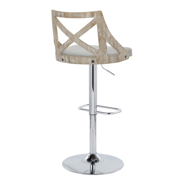 Charlotte Farmhouse Light Grey Adjustable Swivel Barstools Set of 2 5