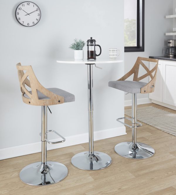 Charlotte Farmhouse Light Grey Adjustable Swivel Barstools Set of 2