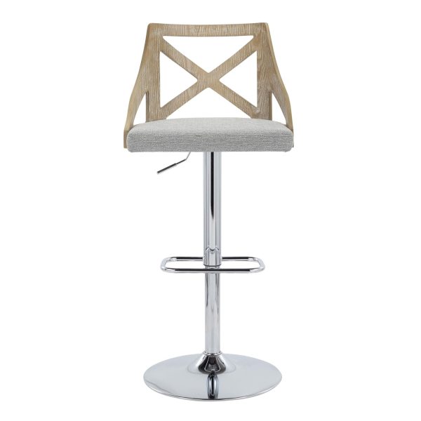 Charlotte Farmhouse Light Grey Adjustable Swivel Barstools Set of 2 7