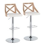 Charlotte Farmhouse White Faux Leather Adjustable Barstools (Set of 2) 13 Charlotte Farmhouse White Faux Leather Adjustable Barstools (Set of 2)