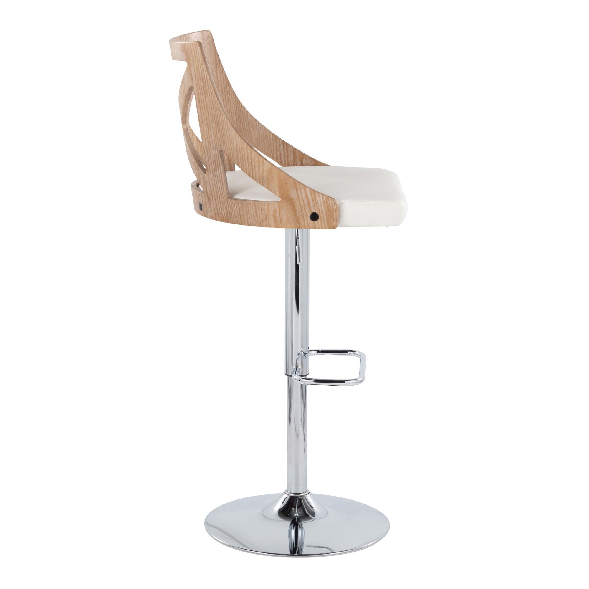 Charlotte Farmhouse White Faux Leather Adjustable Barstools (Set of 2) 5 Charlotte Farmhouse White Faux Leather Adjustable Barstools (Set of 2) - Image 5