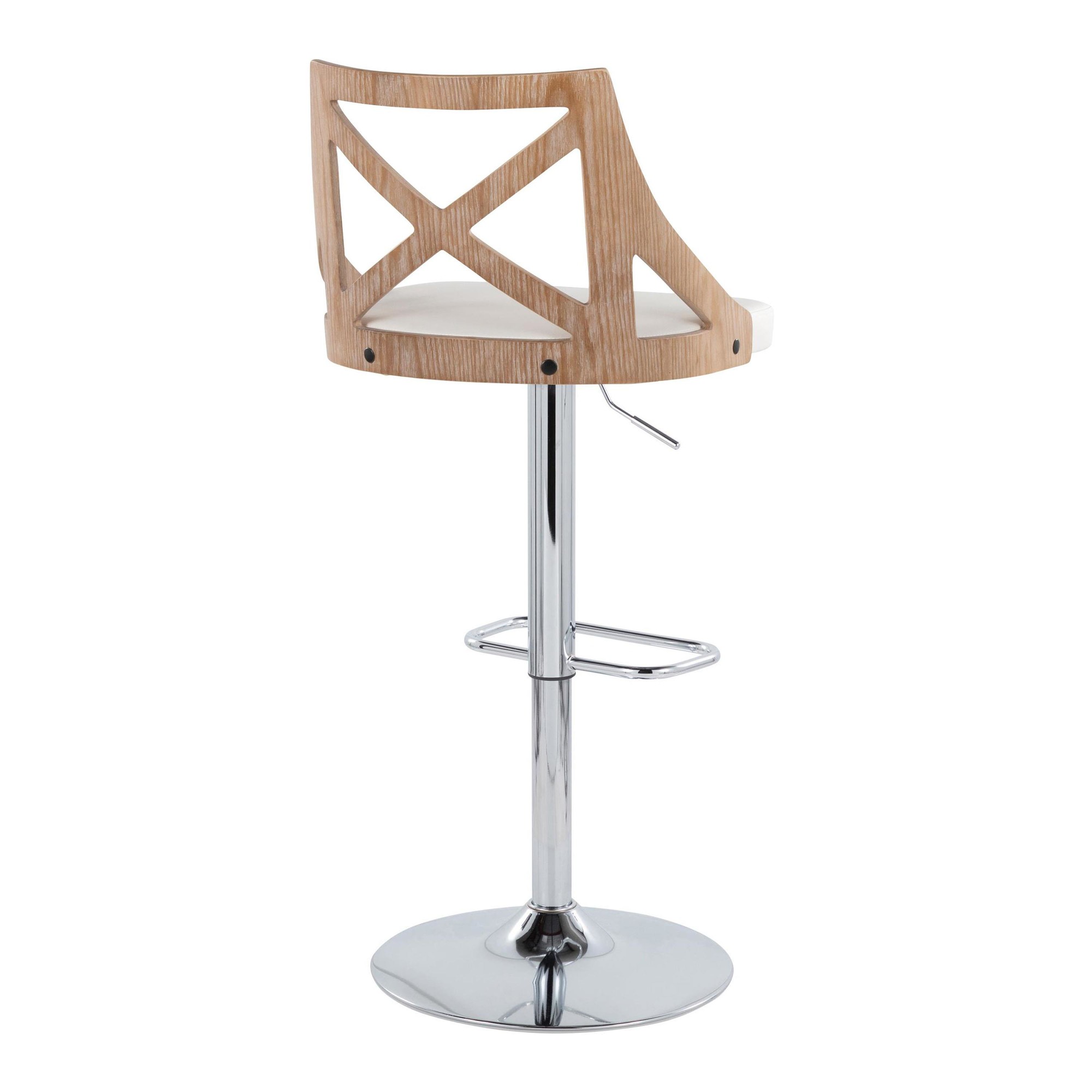 Charlotte Farmhouse White Faux Leather Adjustable Barstools (Set of 2) 6 Charlotte Farmhouse White Faux Leather Adjustable Barstools (Set of 2) - Image 6