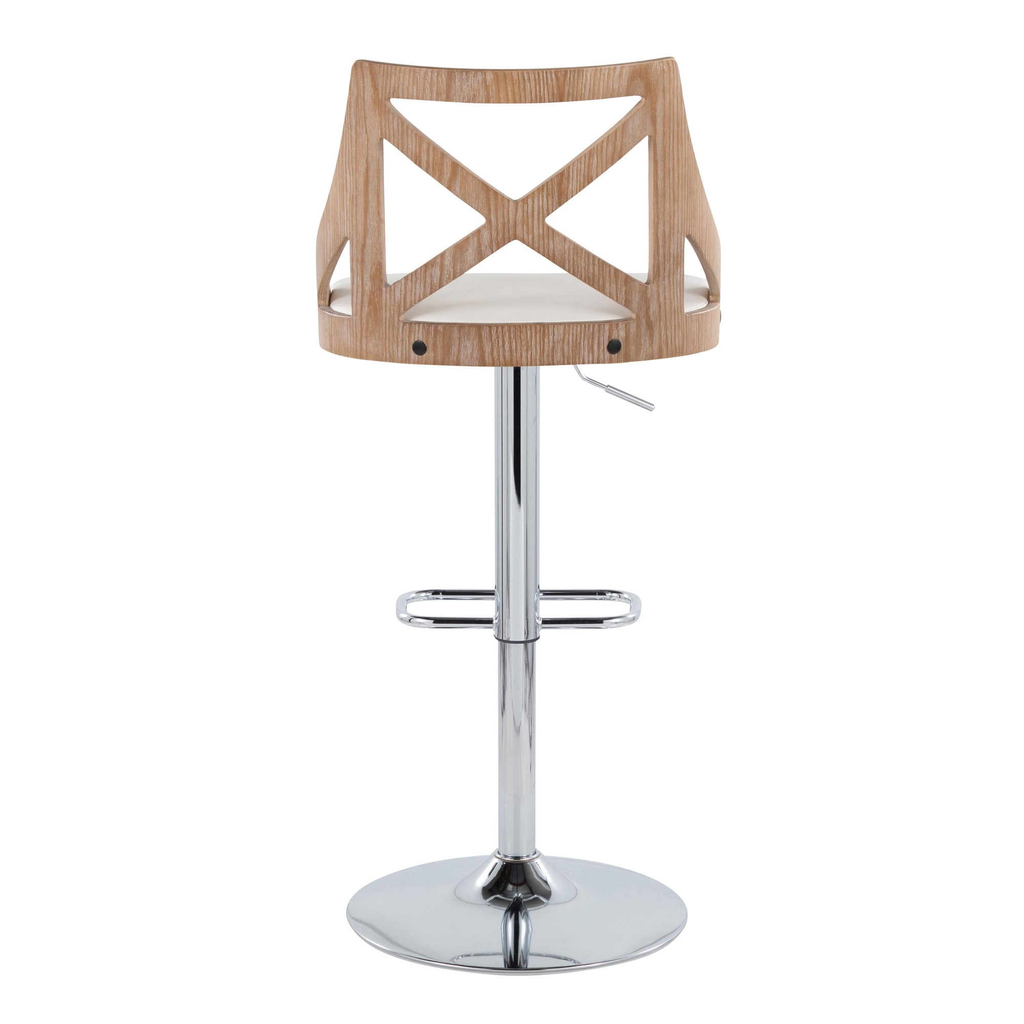 Charlotte Farmhouse White Faux Leather Adjustable Barstools (Set of 2) 7 Charlotte Farmhouse White Faux Leather Adjustable Barstools (Set of 2) - Image 7