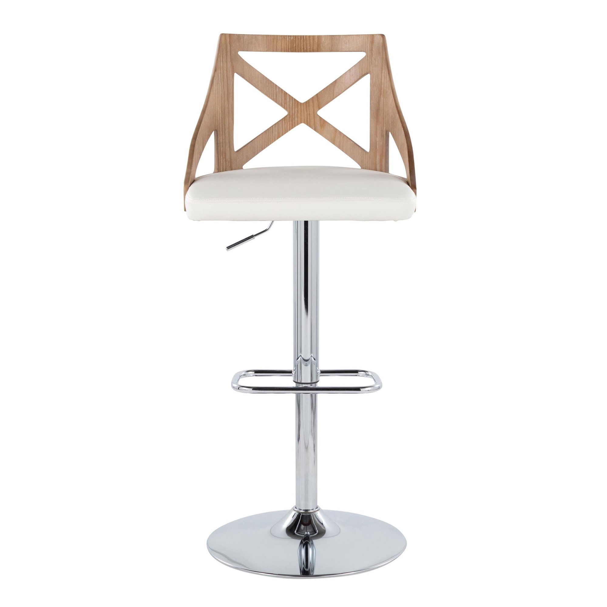 Charlotte Farmhouse White Faux Leather Adjustable Barstools (Set of 2) 8 Charlotte Farmhouse White Faux Leather Adjustable Barstools (Set of 2) - Image 8