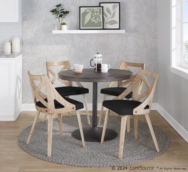 Charlotte Farmhouse White Washed Wood Dining Chairs Charcoal Set of 2 1