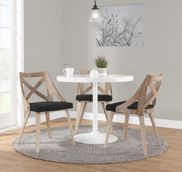 Charlotte Farmhouse White Washed Wood Dining Chairs Charcoal Set of 2 2