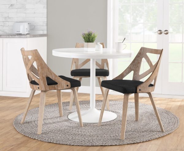 Charlotte Farmhouse White Washed Wood Dining Chairs Charcoal Set of 2 3