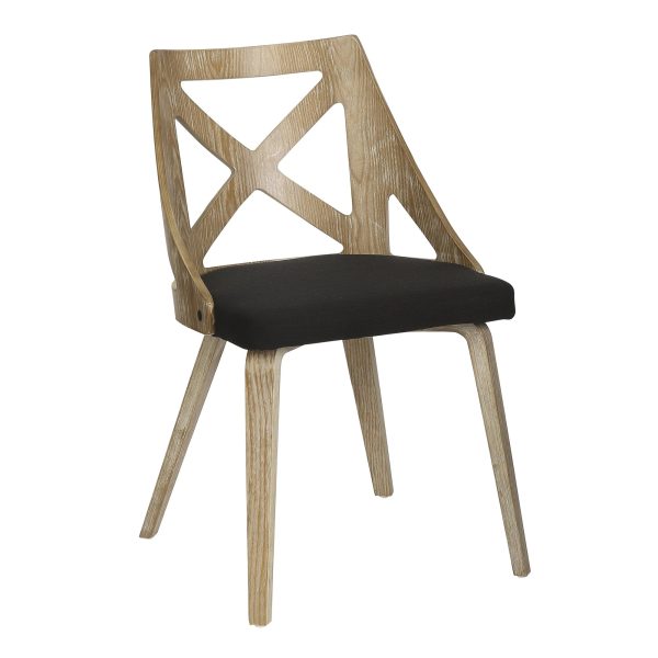 Charlotte Farmhouse White Washed Wood Dining Chairs Charcoal Set of 2 5