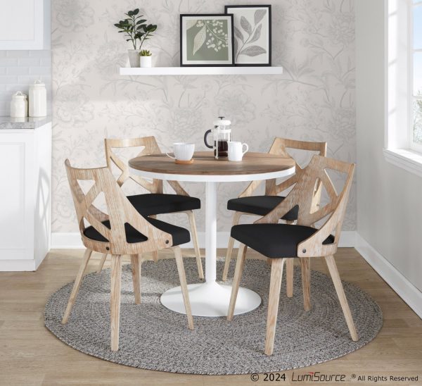 Charlotte Farmhouse White Washed Wood Dining Chairs Charcoal Set of 2