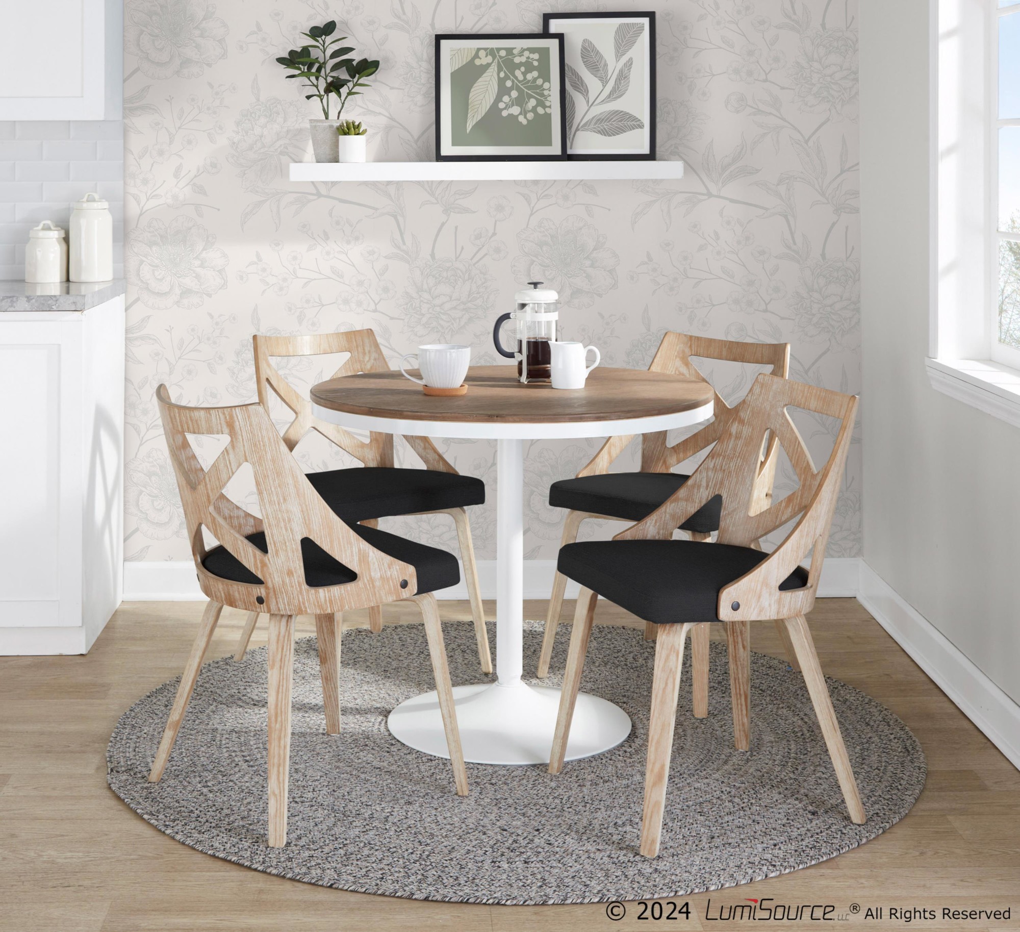 Charlotte Farmhouse White Washed Wood Dining Chairs, Charcoal (Set of 2) 1 Charlotte Farmhouse White Washed Wood Dining Chairs, Charcoal (Set of 2)