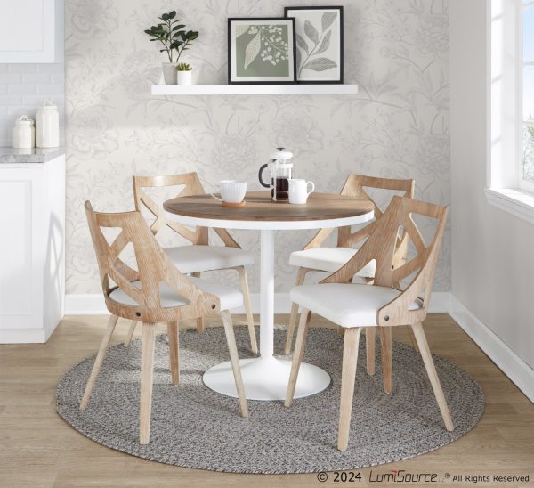 Charlotte Farmhouse White Wood Cream Dining Chairs Set of 2 1