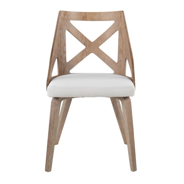Charlotte Farmhouse White Wood Cream Dining Chairs Set of 2 10
