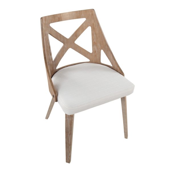Charlotte Farmhouse White Wood Cream Dining Chairs Set of 2 13