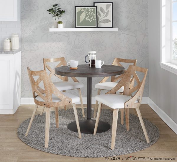 Charlotte Farmhouse White Wood Cream Dining Chairs Set of 2 2