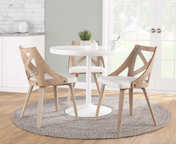 Charlotte Farmhouse White Wood Cream Dining Chairs Set of 2 4