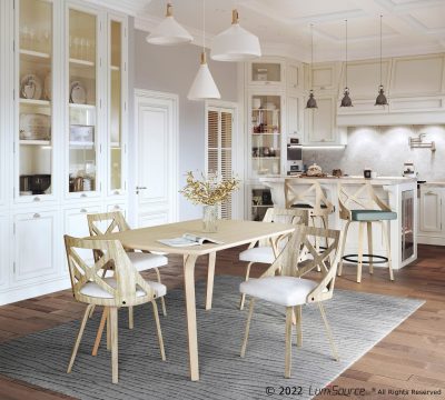 Charlotte Farmhouse White Wood Cream Dining Chairs (Set of 2)