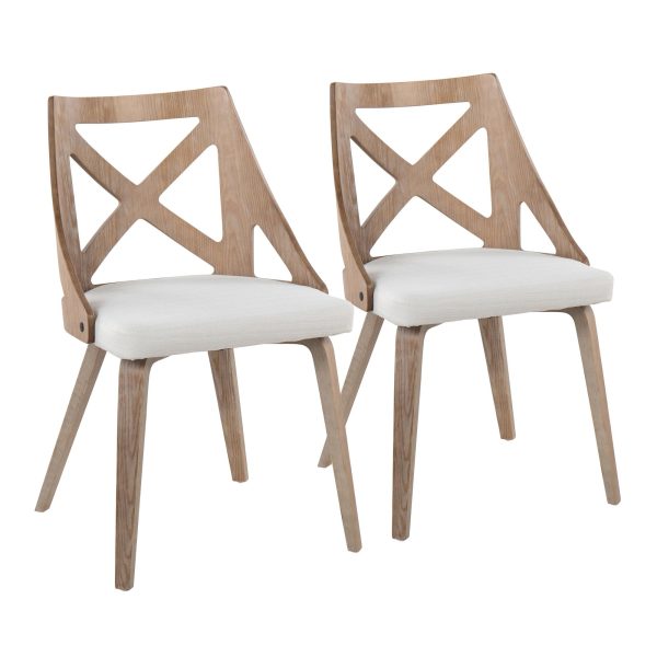 Charlotte Farmhouse White Wood Cream Dining Chairs Set of 2 5