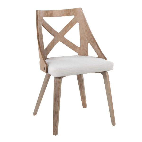 Charlotte Farmhouse White Wood Cream Dining Chairs Set of 2 6