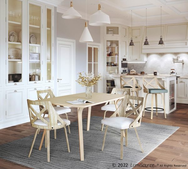 Charlotte Farmhouse White Wood Cream Dining Chairs Set of 2