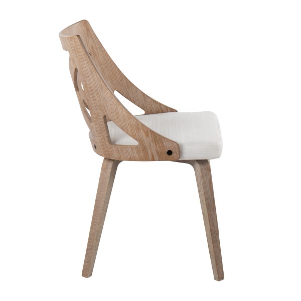 Charlotte Farmhouse White Wood Cream Dining Chairs Set of 2 7