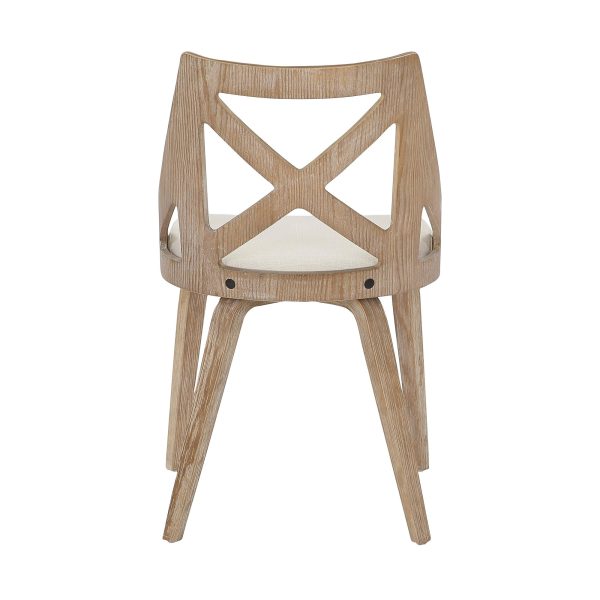 Charlotte Farmhouse White Wood Cream Dining Chairs Set of 2 9