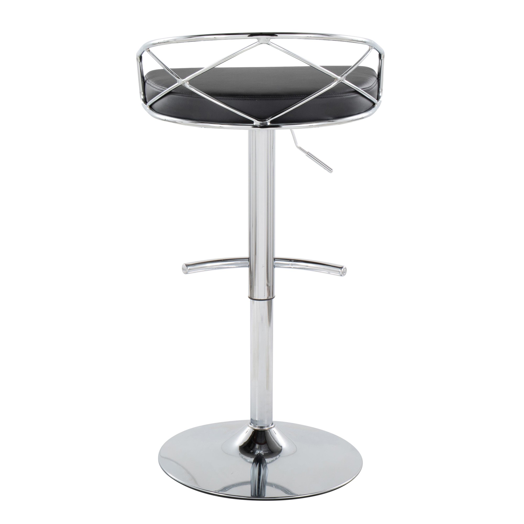 Charlotte Glam Chrome Black Swivel Adjustable Barstools (Set of 2) 9 Charlotte Glam Chrome Black Swivel Adjustable Barstools (Set of 2) - Image 9