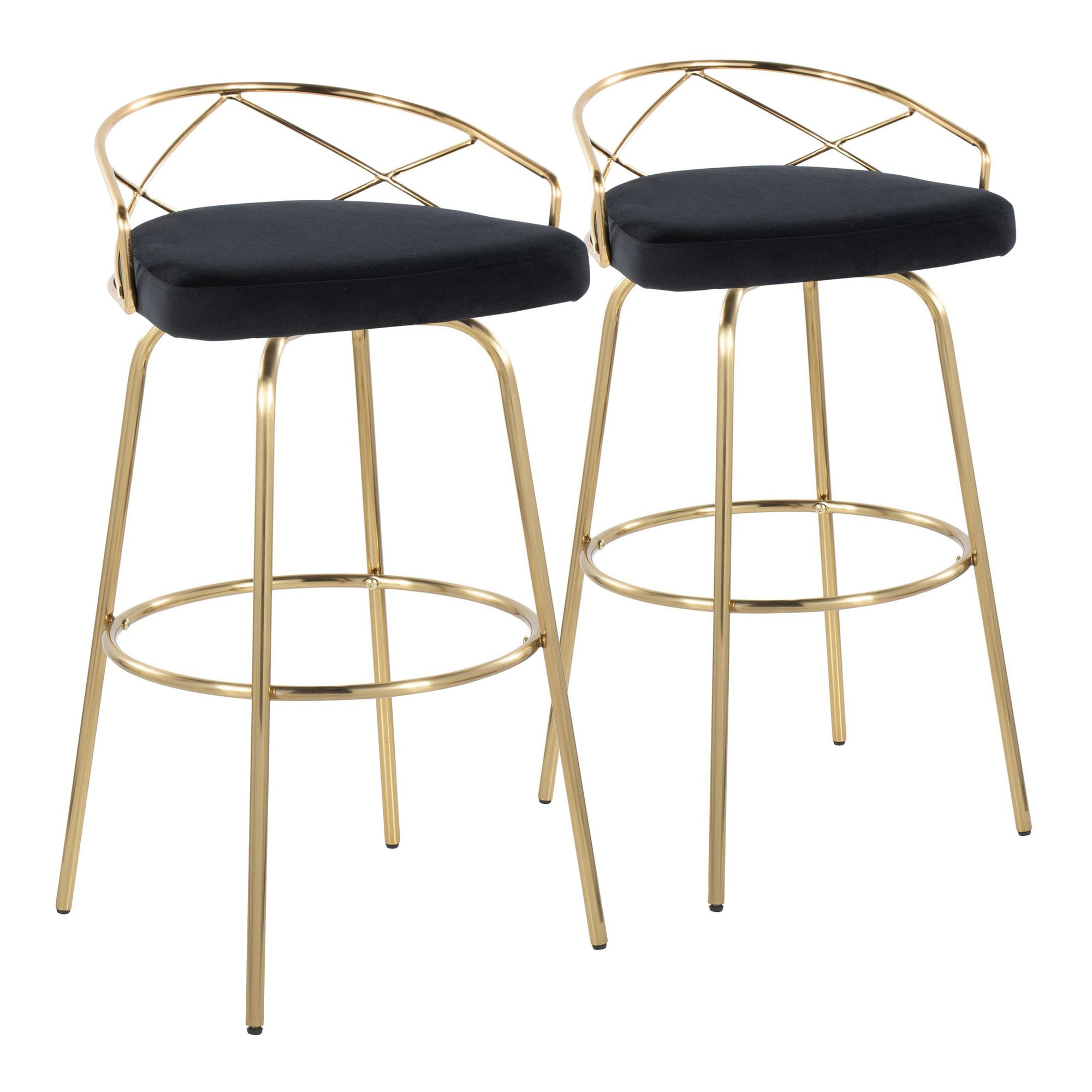 Charlotte Glam Gold and Black Swivel Barstools 30 (Set of 2) 5 Charlotte Glam Gold and Black Swivel Barstools 30 (Set of 2) - Image 5