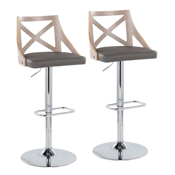 Charlotte Grey Farmhouse Adjustable Barstools Set of 2 2