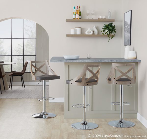 Charlotte Grey Farmhouse Adjustable Barstools Set of 2
