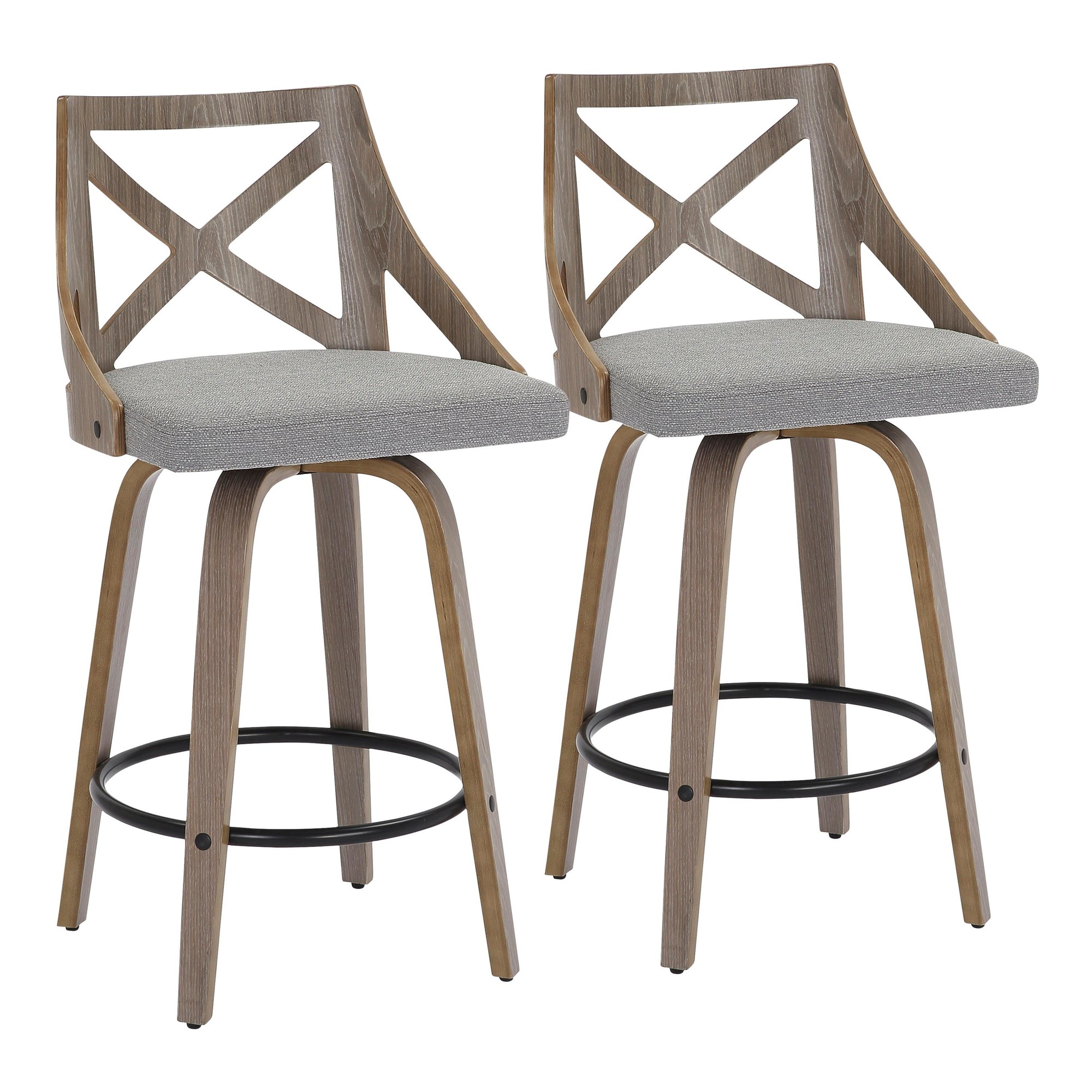 Charlotte Light Grey Farmhouse Swivel Counter Stool (Set of 2) 2 Charlotte Light Grey Farmhouse Swivel Counter Stool (Set of 2) - Image 2