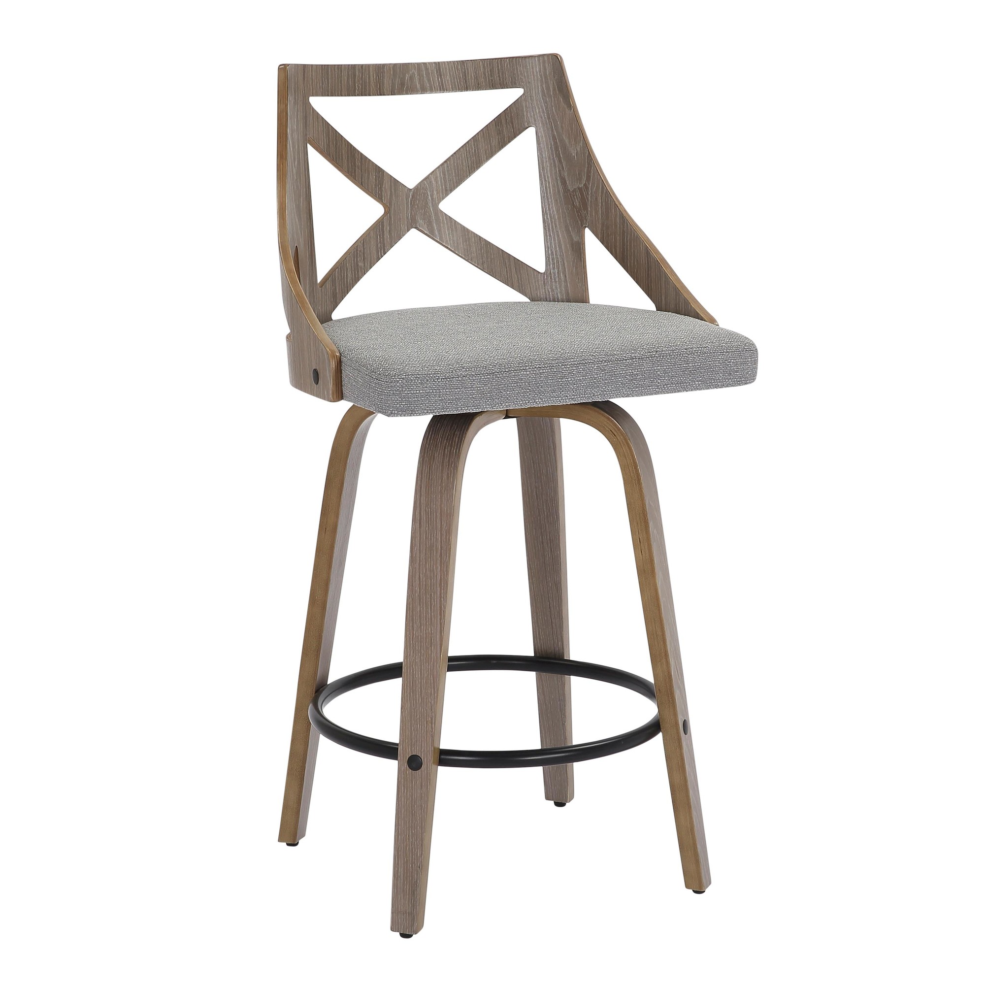 Charlotte Light Grey Farmhouse Swivel Counter Stool (Set of 2) 3 Charlotte Light Grey Farmhouse Swivel Counter Stool (Set of 2) - Image 3