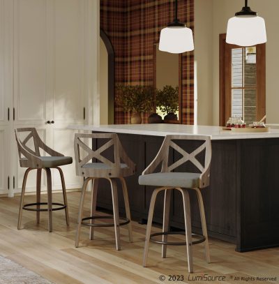 Charlotte Light Grey Farmhouse Swivel Counter Stool (Set of 2)