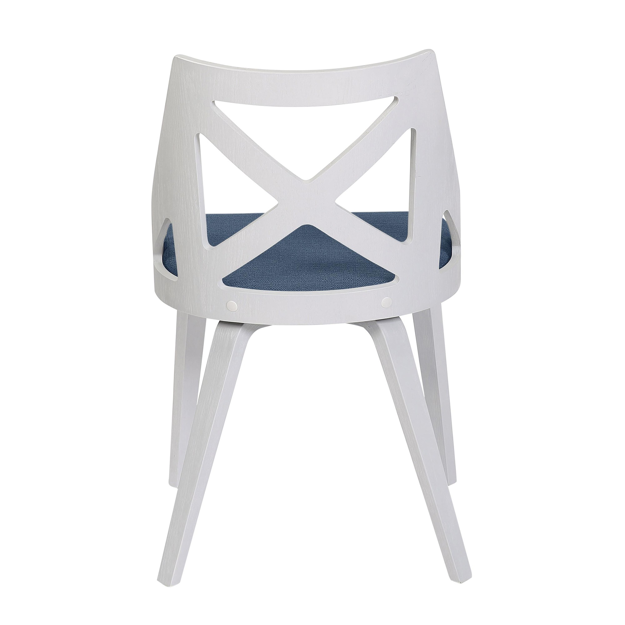 Charlotte White Wood Blue Fabric Farmhouse Chairs (Set of 2) 8 Charlotte White Wood Blue Fabric Farmhouse Chairs (Set of 2) - Image 8