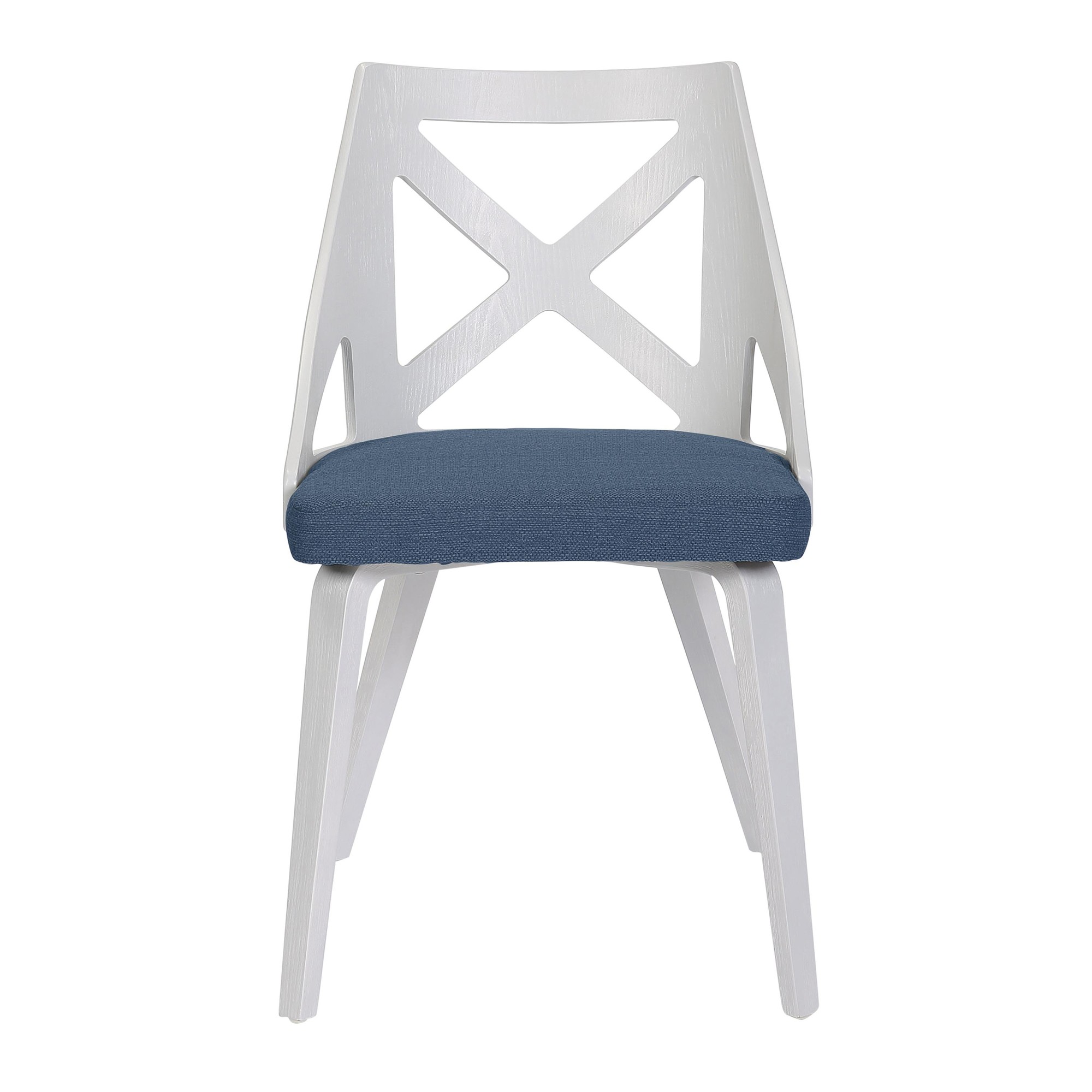 Charlotte White Wood Blue Fabric Farmhouse Chairs (Set of 2) 9 Charlotte White Wood Blue Fabric Farmhouse Chairs (Set of 2) - Image 9