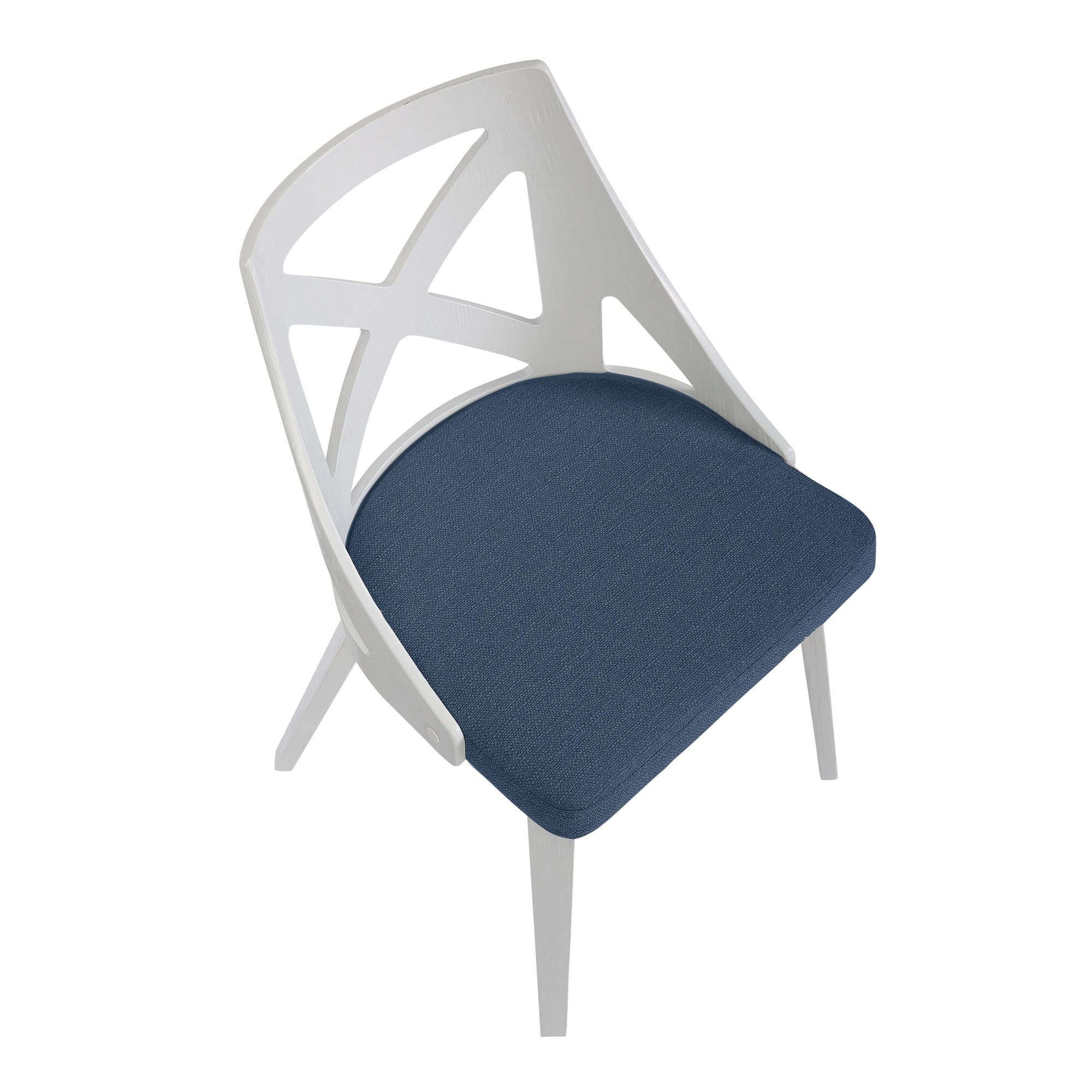 Charlotte White Wood Blue Fabric Farmhouse Chairs (Set of 2) 10 Charlotte White Wood Blue Fabric Farmhouse Chairs (Set of 2) - Image 10