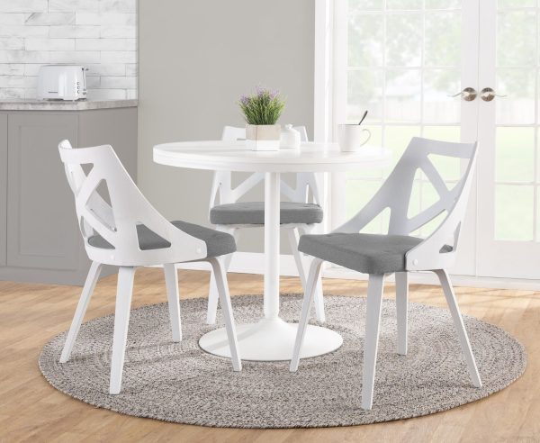 Charlotte White Wood Light Grey Farmhouse Chairs Set of 2 1