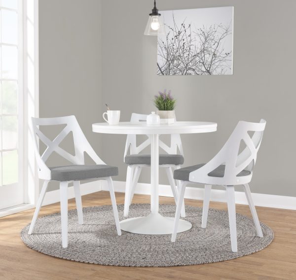 Charlotte White Wood Light Grey Farmhouse Chairs Set of 2 2