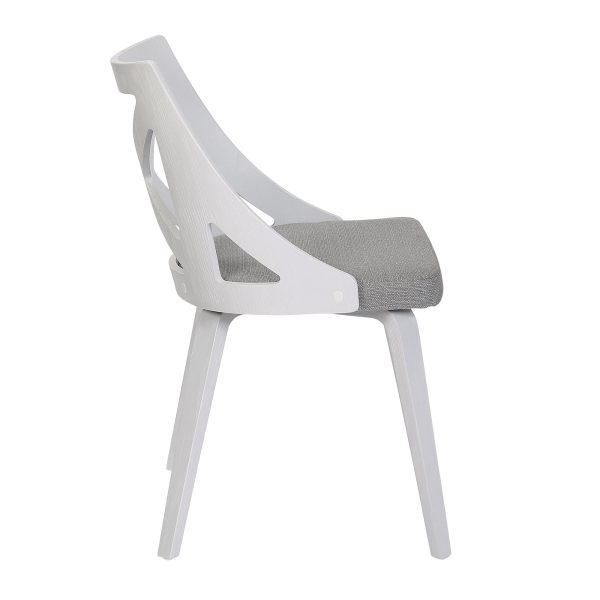 Charlotte White Wood Light Grey Farmhouse Chairs Set of 2 4