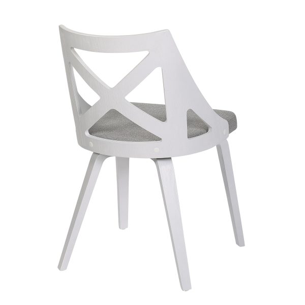 Charlotte White Wood Light Grey Farmhouse Chairs Set of 2 5