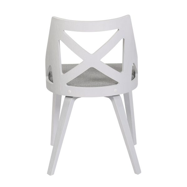 Charlotte White Wood Light Grey Farmhouse Chairs Set of 2 6