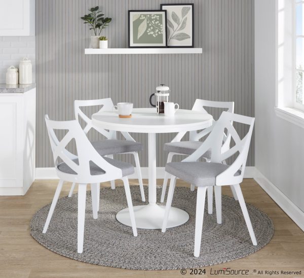 Charlotte White Wood Light Grey Farmhouse Chairs Set of 2
