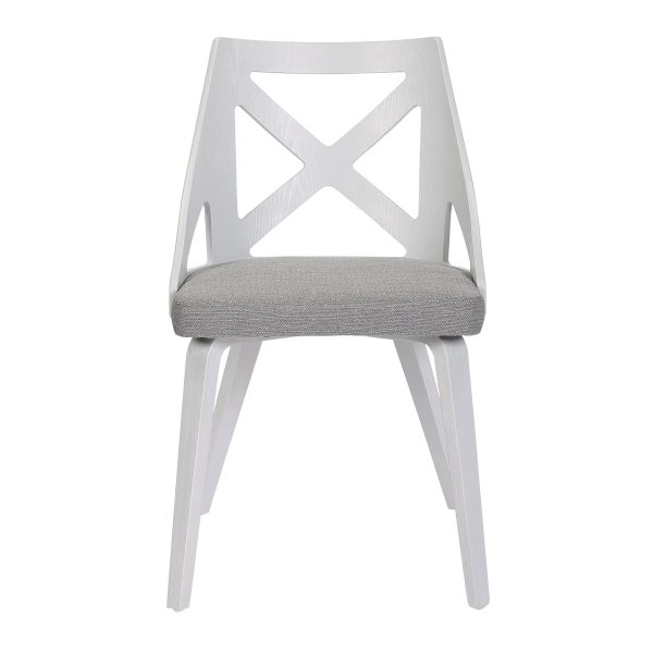 Charlotte White Wood Light Grey Farmhouse Chairs Set of 2 7