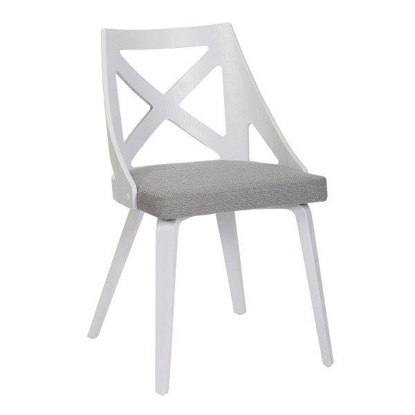 Charlotte White Wood Light Grey Farmhouse Chairs Set of 2 9