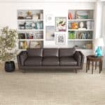 Mid-Century Modern Brown Leather Sofa with Removable Legs