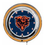 Chicago Bears 14" Neon Chrome Clock Fan Room Glow Timepiece