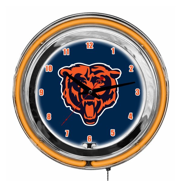Chicago Bears 14 Neon Chrome Clock Fan Room Glow Timepiece 1