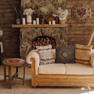 Chicago Bears Authentic Oak Whiskey Barrel Side Table