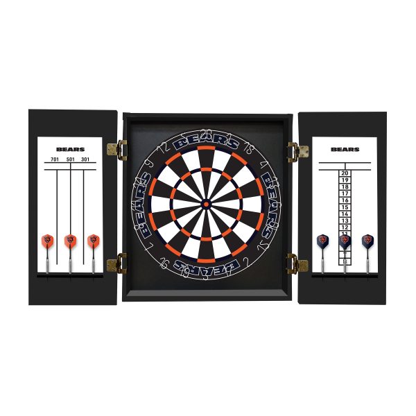 Chicago Bears Bristle Dartboard Cabinet Set 6